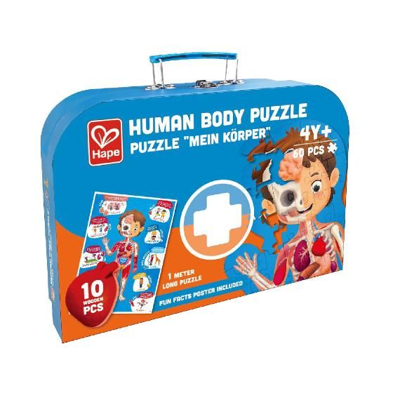 

Пазлы Hape, Пазл-игрушка Hape "Как устроено тело человека", в кейсе, 60 элементов