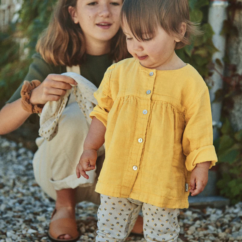 

С длинным рукавом Poudre Organic, Рубашка для девочки Poudre Organic "Romarin", золотисто-желтая