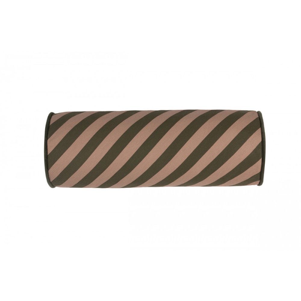 Подушка Nobodinoz "Majestic Cylindric Cushion Green Taupe Stripes", зеленая полоска, 50 х 18 см - фото №4