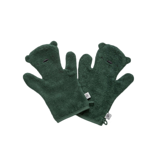 Набор перчаток для купания Sebra "Медведь Milo", темно-зеленый