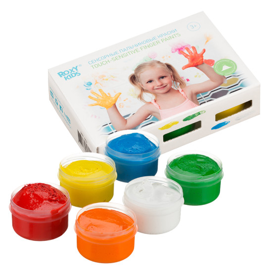 Пальчиковые краски ROXY-KIDS, сенсорные, 6 цветов, 60 мл массажная антибактериальная губка для новорожденных roxy kids овал салатовый rsb 004