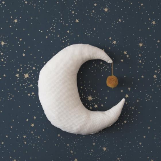 Подушка Nobodinoz "Pierrot Moon Natural", кремовая, 36 x 32 см