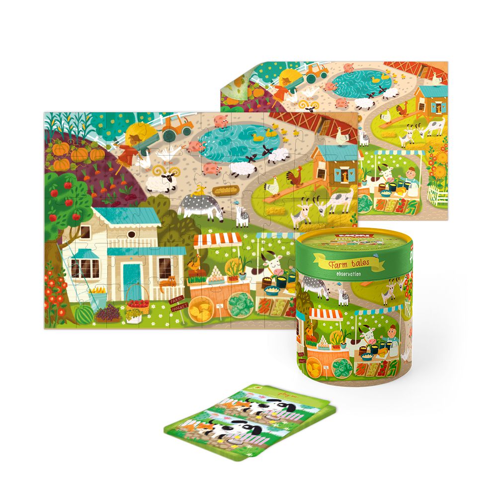 Игровой набор MON "Приключения на ферме": пазлы и карточки с заданиями