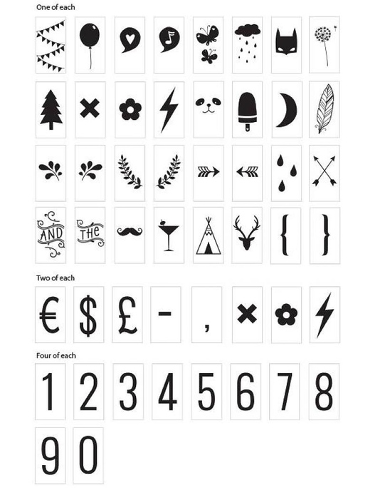 Набор символов и цифр для лайтбокса A Little Lovely Company