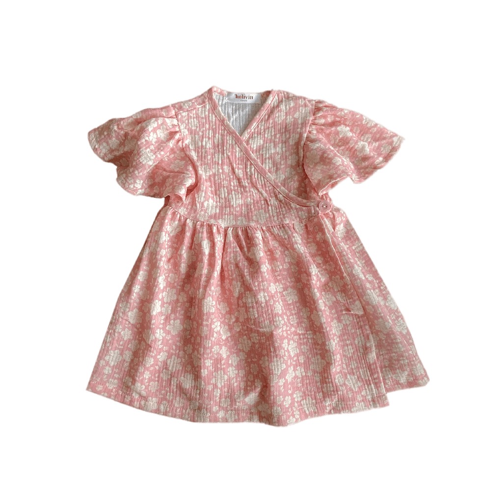 Платье HOLIVIN "Тропические цветы", розовое - фото №1