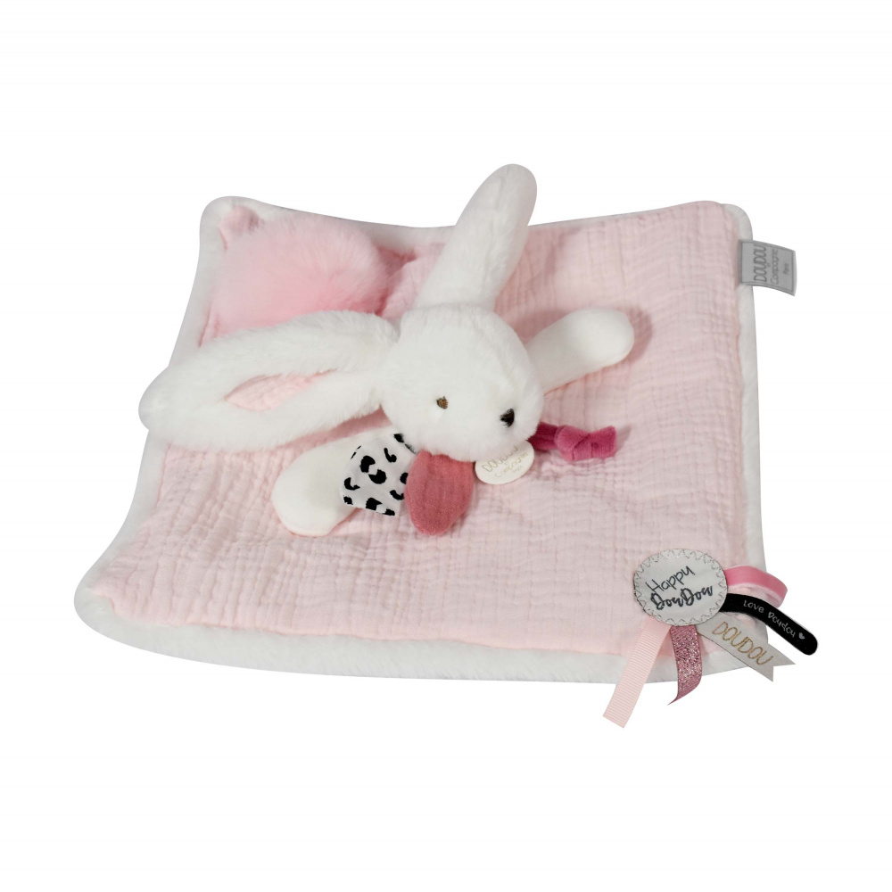 

Зайцы и кролики Doudou et Compagnie, Мягкая игрушка Doudou et Compagnie "Кролик Happy Blush", розовый