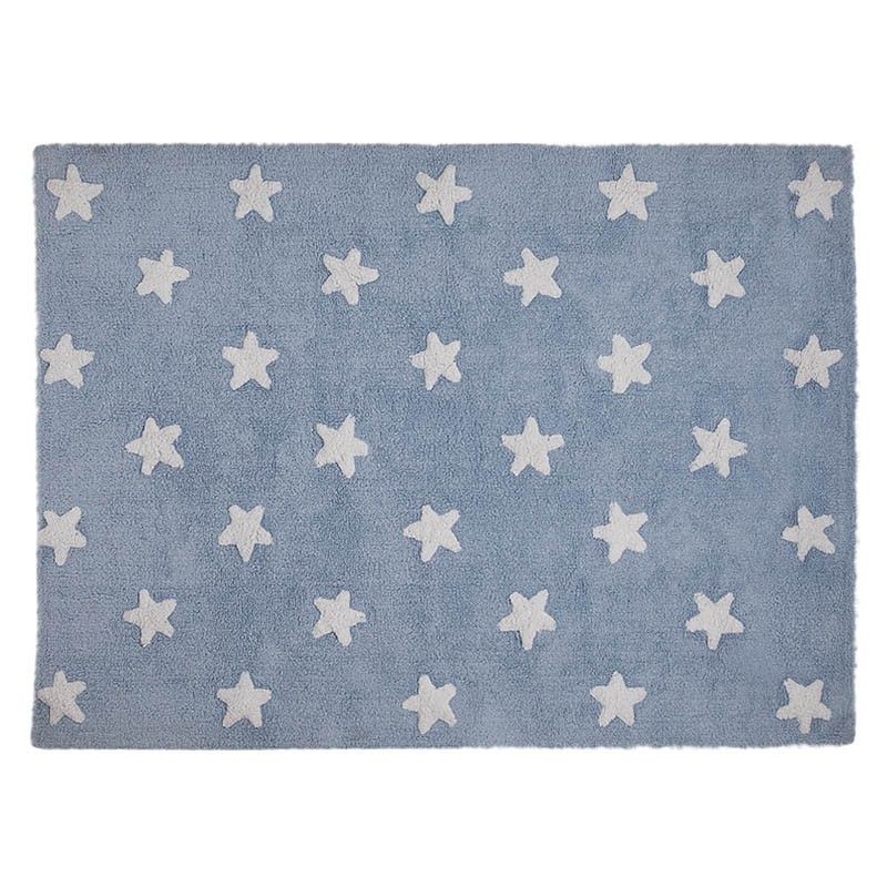 Ковер с крупными белыми звездами Lorena Canals, голубой, 120 х 160 см