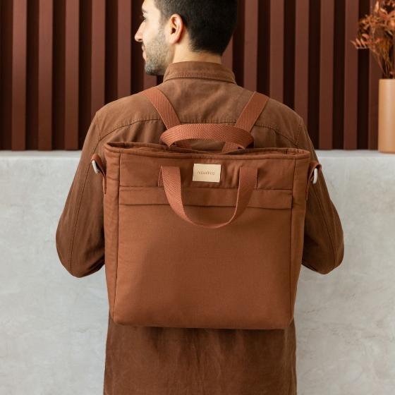 Сумка-рюкзак Nobodinoz "On The Go Clay", глиняная коричневая, водонепроницаемая, 32 x 32 см