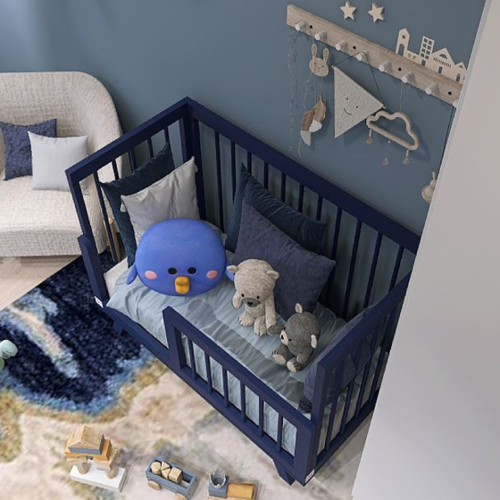Кроватка для новорожденного Lilla "Aria Night Blue", синяя - фото №9
