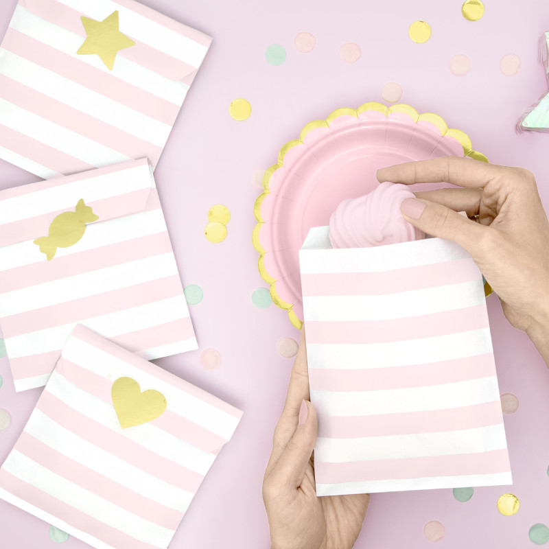 Пакетики для угощений Party Deco "Yummy", бледно-розовые, 6 шт - фото №4
