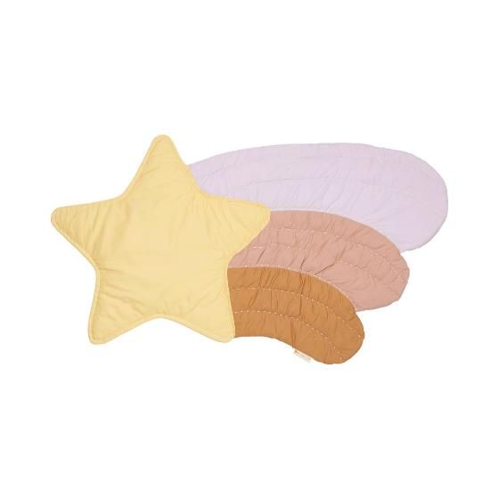 Стеганый игровой коврик-одеяло Fabelab "Падающая звезда", нежно-желтое