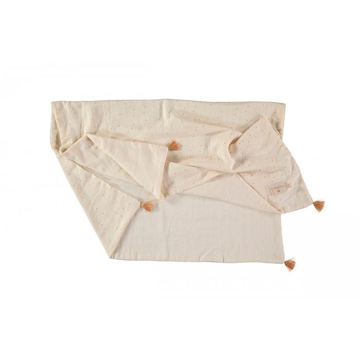 Легкое одеяло Nobodinoz "Treasure Honey Sweet Dots/Natural", капли меда с кремовым, 100 x 70 см