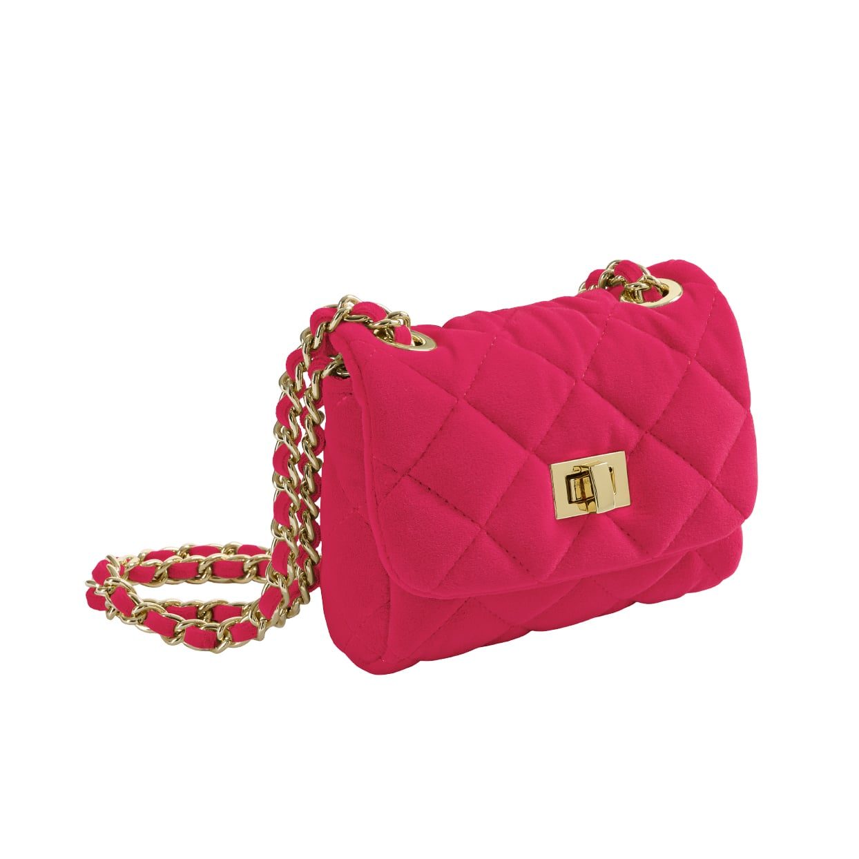 Детская стеганая сумка на цепочке Milledeux, маленькая, бархатная, розовая азалия