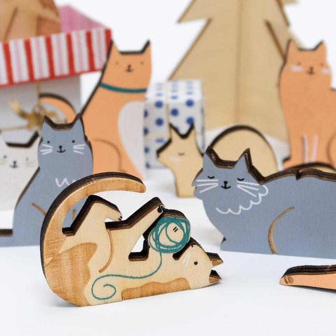 Адвент-календарь Meri Meri "Кошки", деревянный