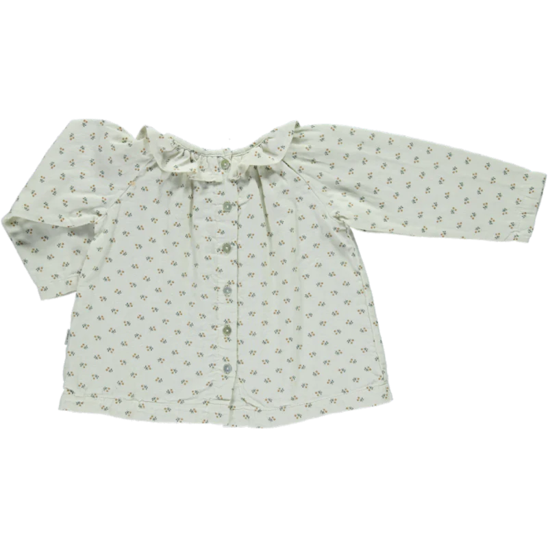 Рубашка для девочки с рюшами Poudre Organic "Charme Motifs", бронзовый загар