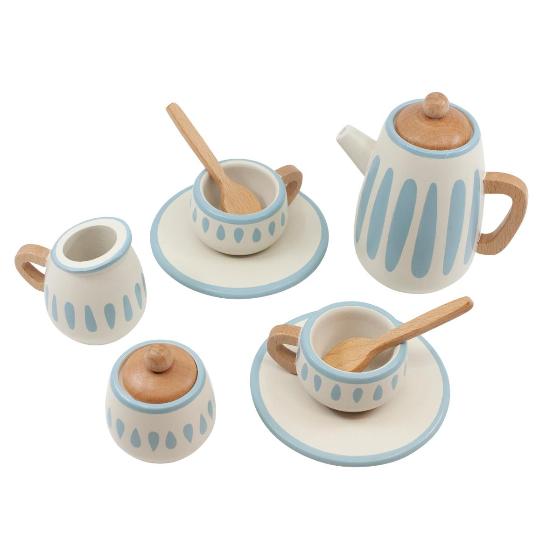 Деревянный чайный набор Sebra, белый с голубым