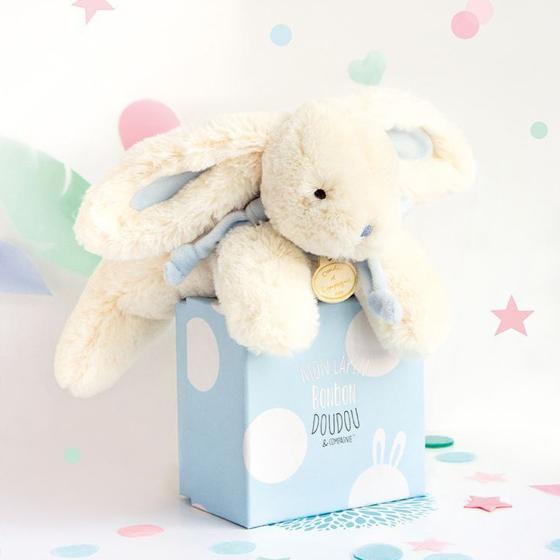 

Зайцы и кролики Doudou et Compagnie, Мягкая игрушка Doudou et Compagnie "Кролик BonBon", голубой, 25 см