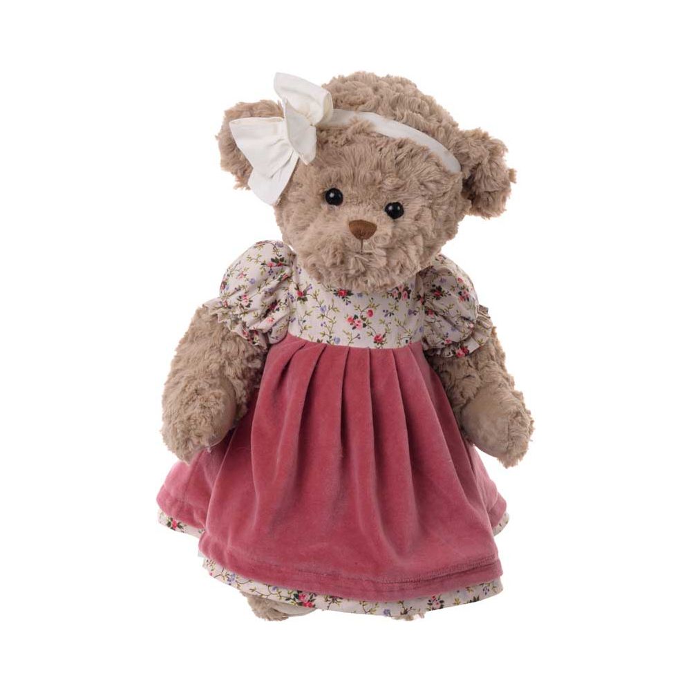 Плюшевый мишка Bukowski "Novalie", в темно-розовом платье, 50 см - фото №1