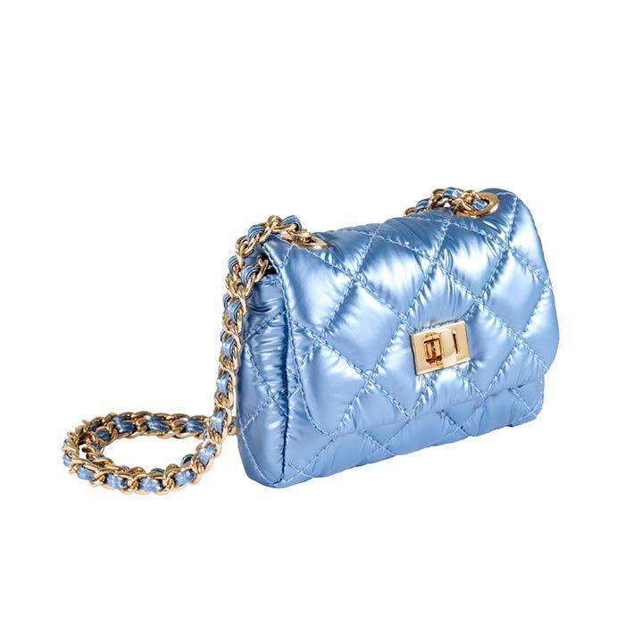 Детская стеганая сумка на цепочке Milledeux, маленькая, коллекция "Metallic", дымчато-голубая