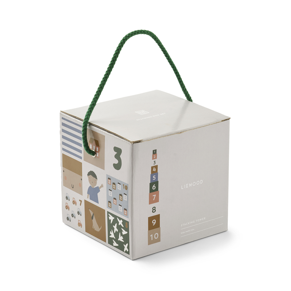 Бумажные кубики с цифрами LIEWOOD "Aaren Vehicles Downtown", бежевый микс - фото №2