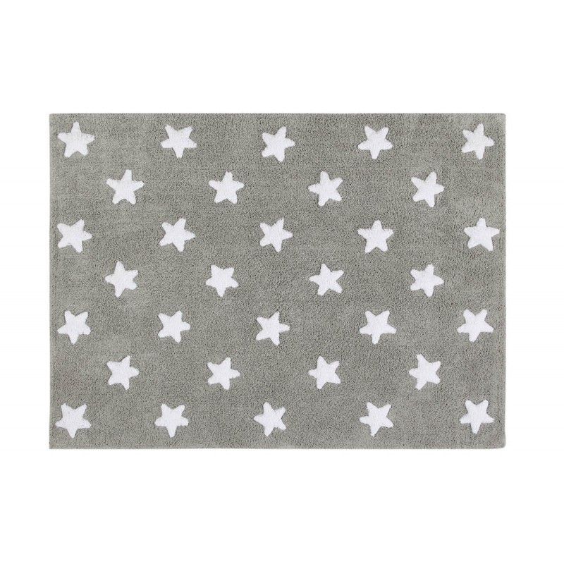 Ковер с крупными белыми звездами Lorena Canals, серый, 120 х 160 см - фото №1