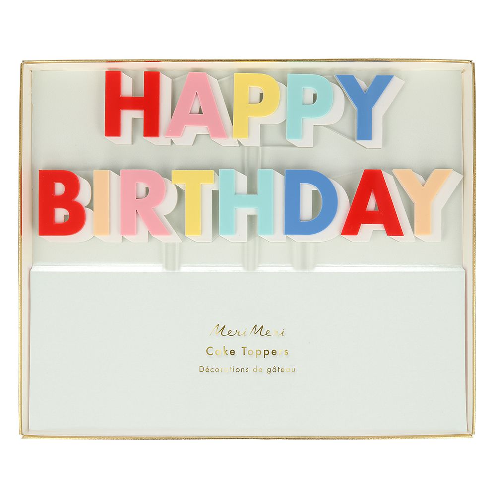 Топпер для торта Meri Meri "Happy Birthday", акриловый, 2 шт