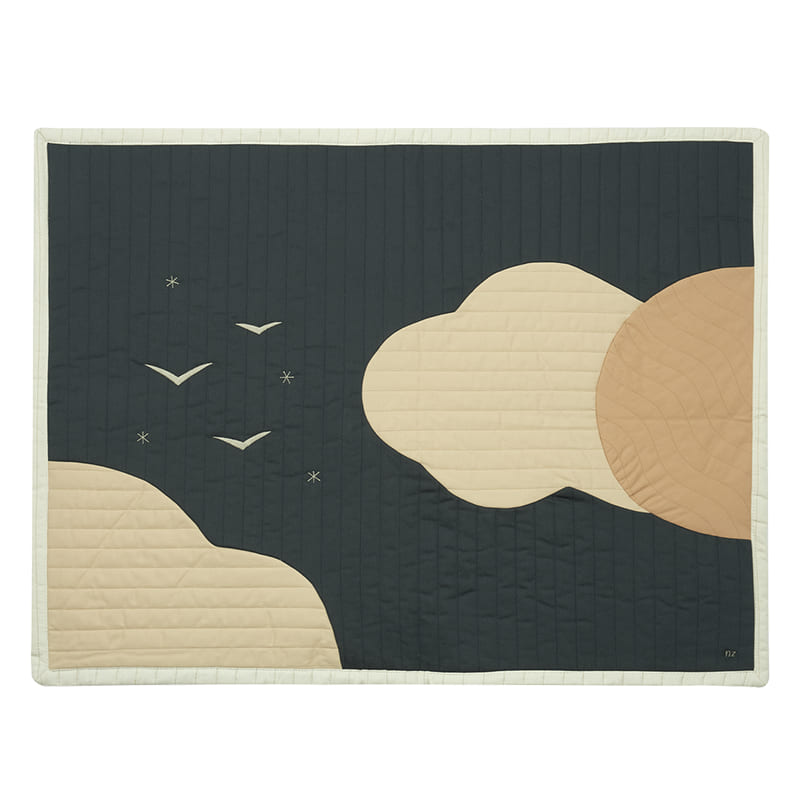 Стеганый игровой коврик-одеяло Nobodinoz "Sky", бежевый, 95 х 73 см - фото №1