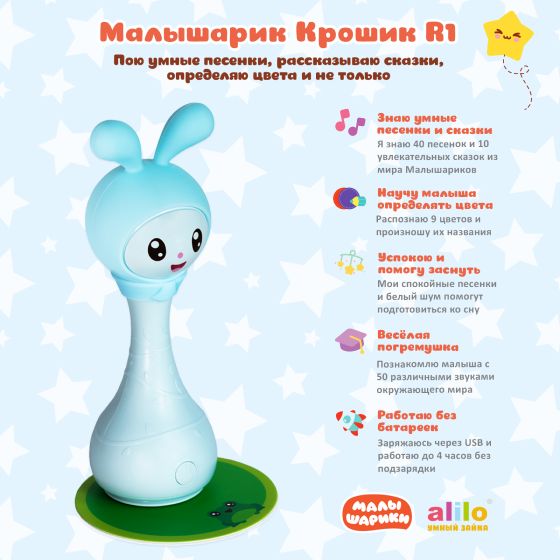 Музыкальная игрушка Alilo Малышарики "Крошик", голубой - фото №5