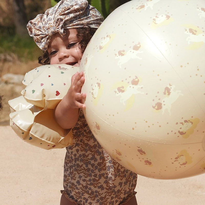 Детский надувной пляжный мяч Konges Slojd "Unicorn", кремовый, 40 см