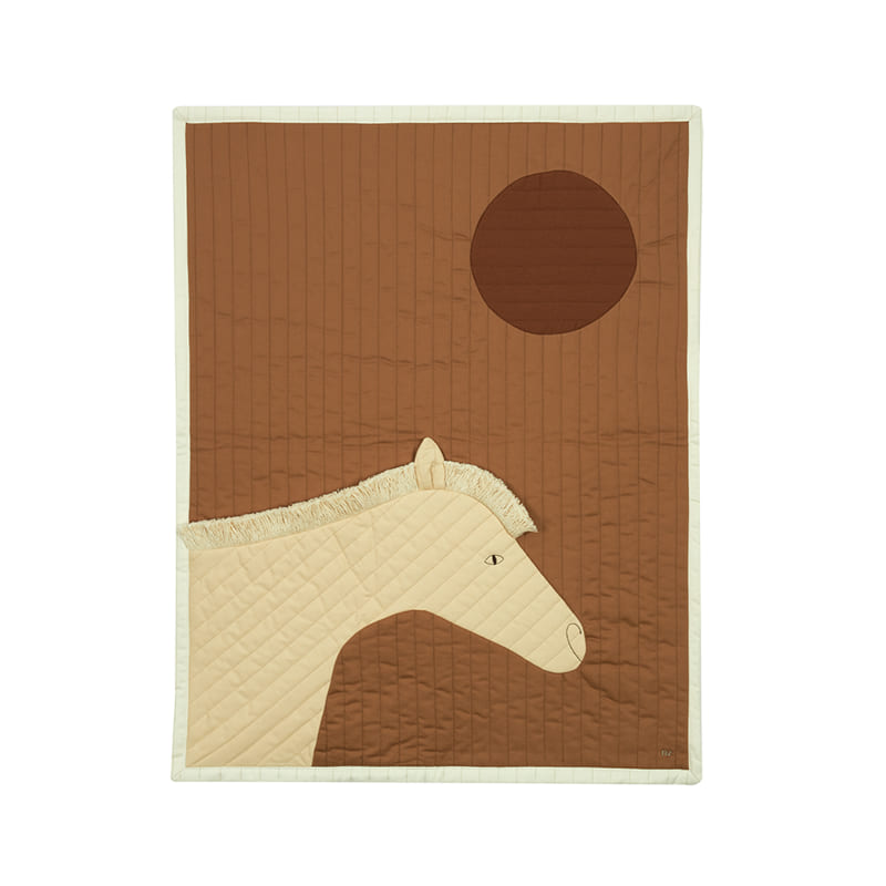 Стеганый игровой коврик-одеяло Nobodinoz "Horse", бежевый, 95 х 73 см - фото №1