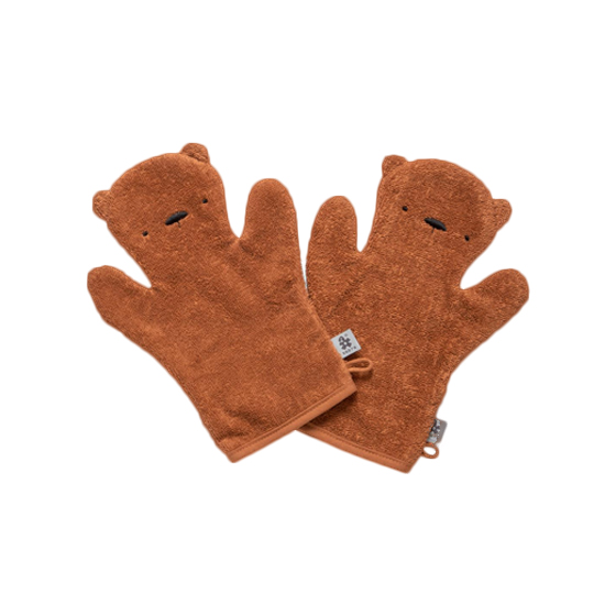 Набор перчаток для купания Sebra "Медведь Milo", кирпичный