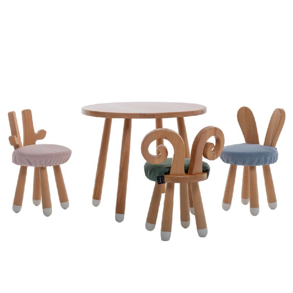 Столик буковый LOONA soft furniture, круглый, с белыми пяточками - фото №2