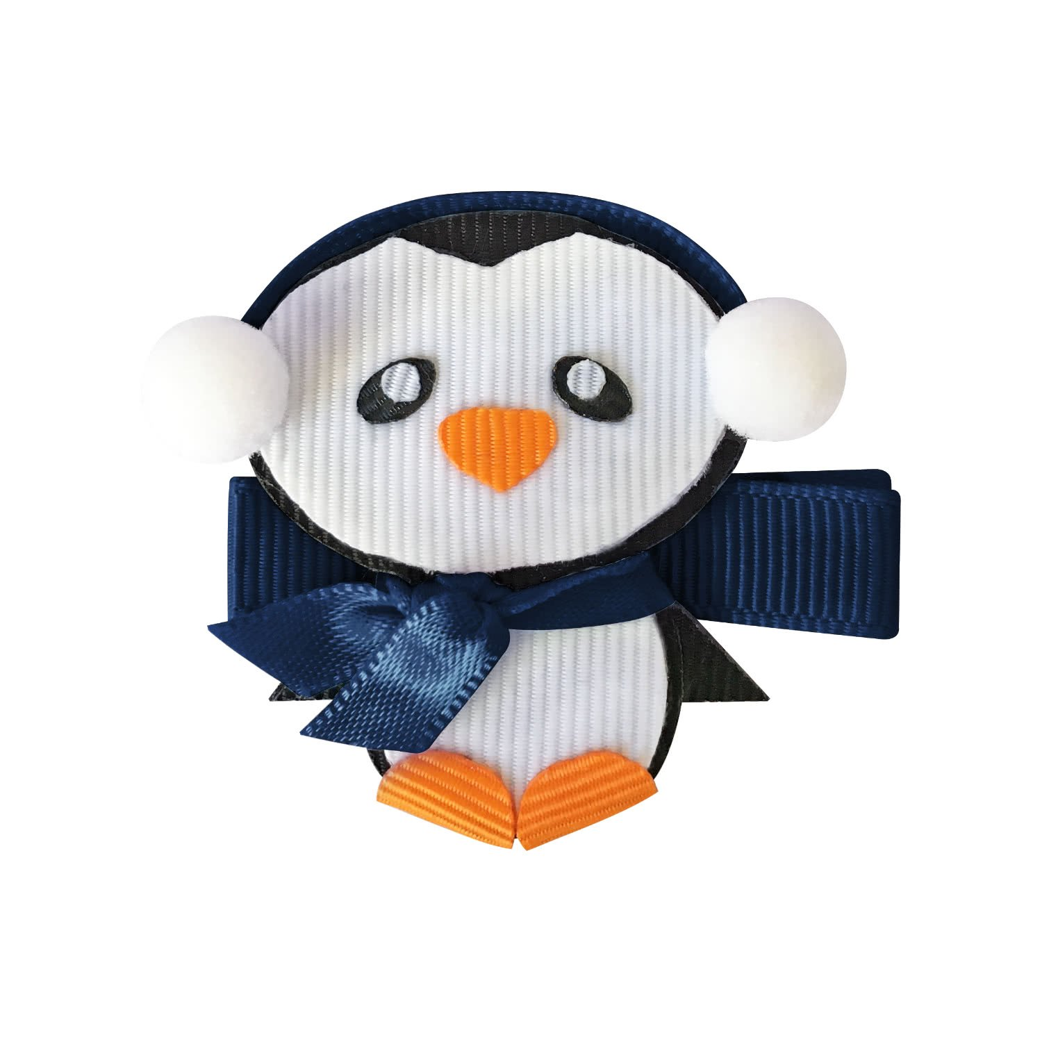 Заколка-зажим "Пингвин в наушниках ", коллекция "Penguin", тёмно-синяя