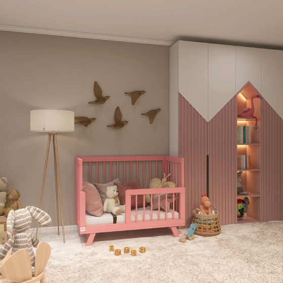 Кроватка для новорожденного Lilla "Aria Antique", розовая - фото №11