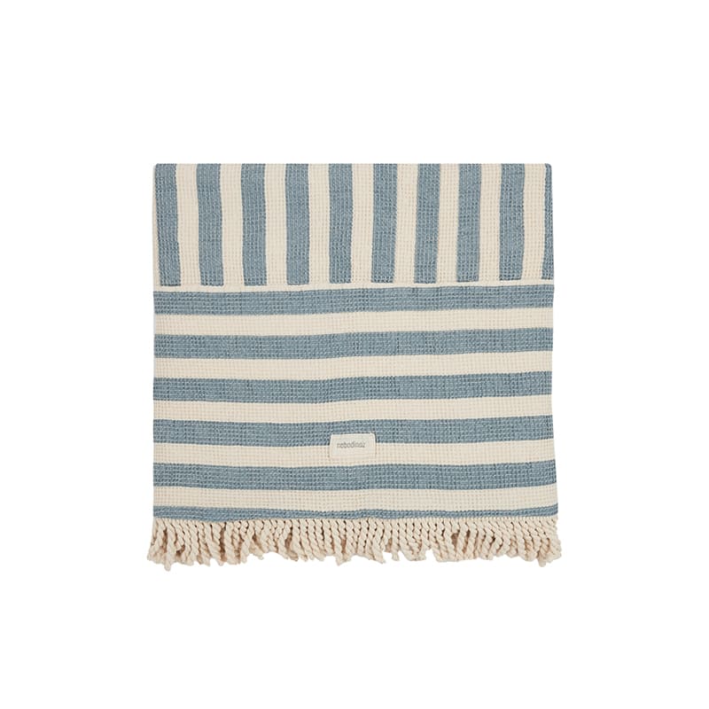 Пляжное полотенце Nobodinoz "Portofino Blue Stripes", синие полосы, 75 х 145 см