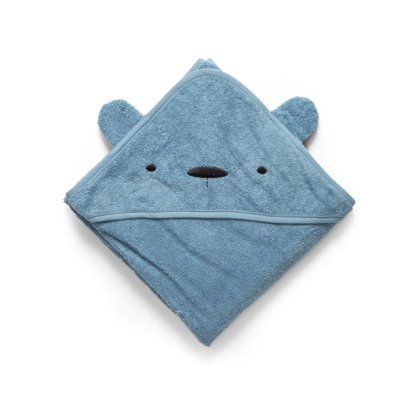 Детское полотенце с капюшоном Sebra "Медведь Milo", голубое