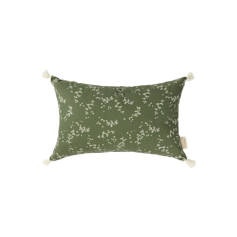 Подушка Nobodinoz "Stories Tassels Green Jasmine", жасмин в зелени, 35 x 20 см - фото №1