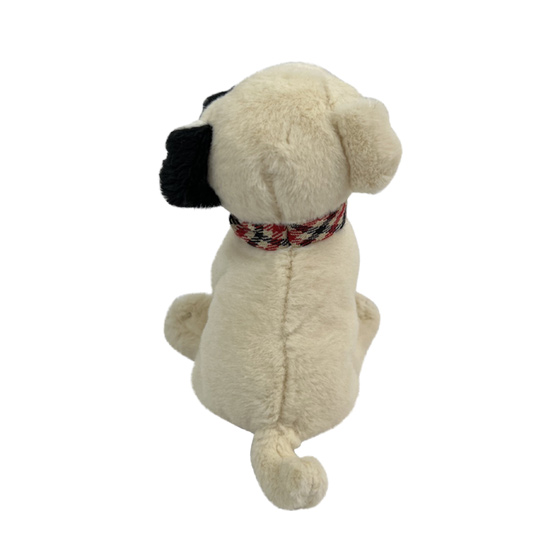 Плюшевая игрушка Bukowski "Собачка Spring Dog", белая с черным ухом, 15 см