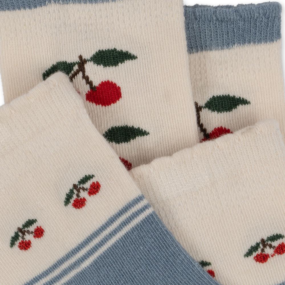 Носки детские Konges Slojd "Cherry" 2 шт пудровые - фото №2