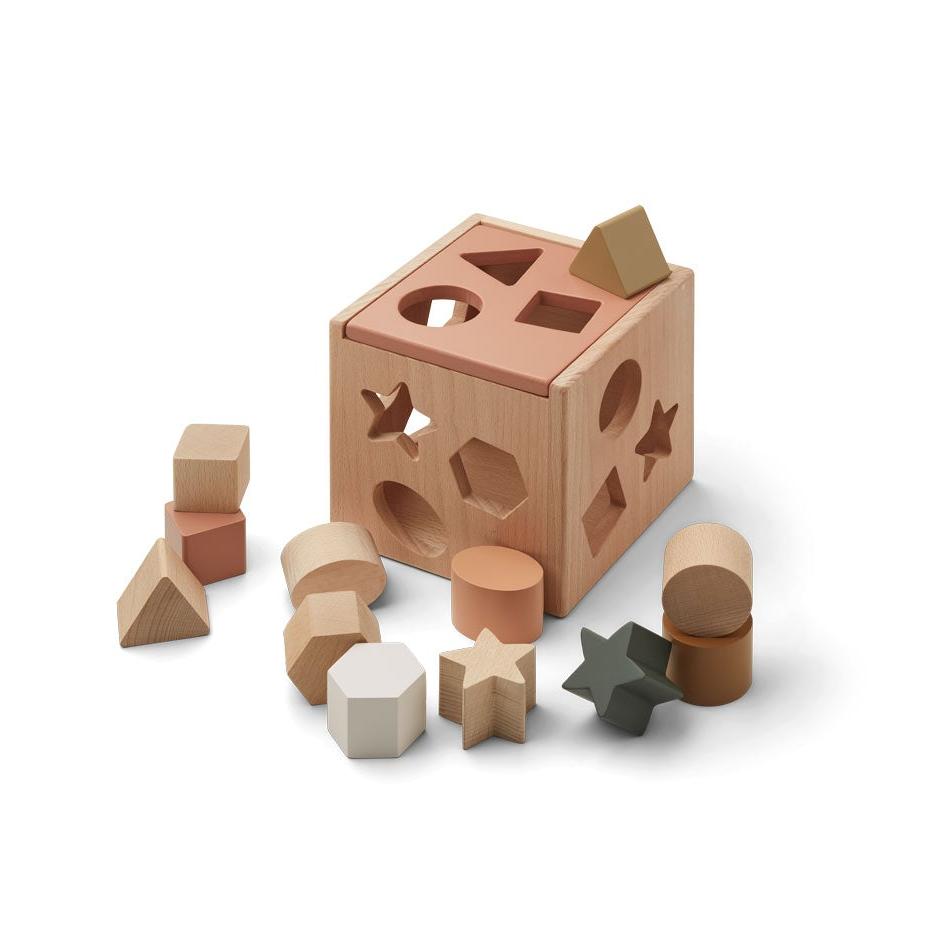 Деревянная игрушка-сортер Liewood "Геометрические фигуры", мульти микс с темно-розовым