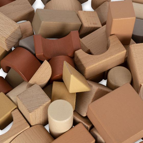 Набор деревянных кубиков в мешочке Konges Slojd, 72 шт, мульти