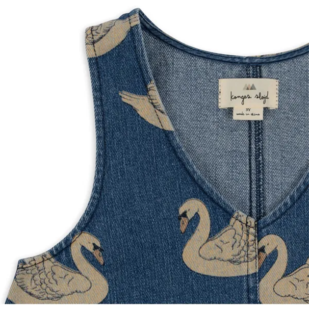 Платье джинсовое Konges Slojd "Magot Swan", танцующие лебеди - фото №4