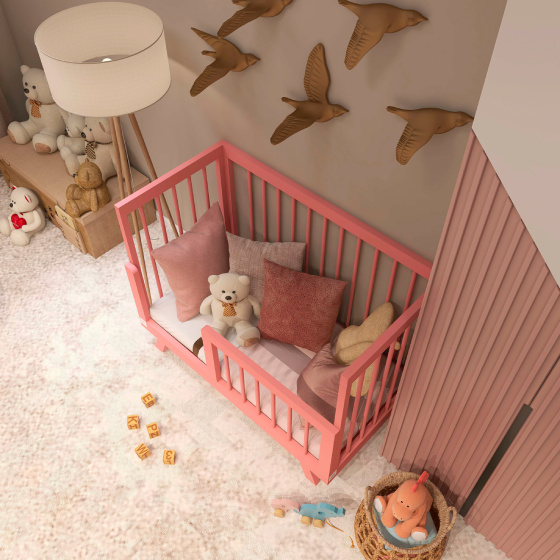 Кроватка для новорожденного Lilla "Aria Antique", розовая - фото №8