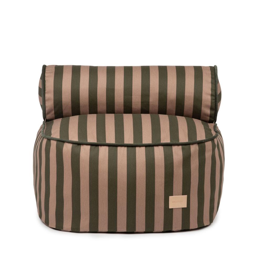 Кресло детское Nobodinoz "Majestic Beanbag Green Taupe Stripes", зеленая полоска, 50 х 50 х 25 см