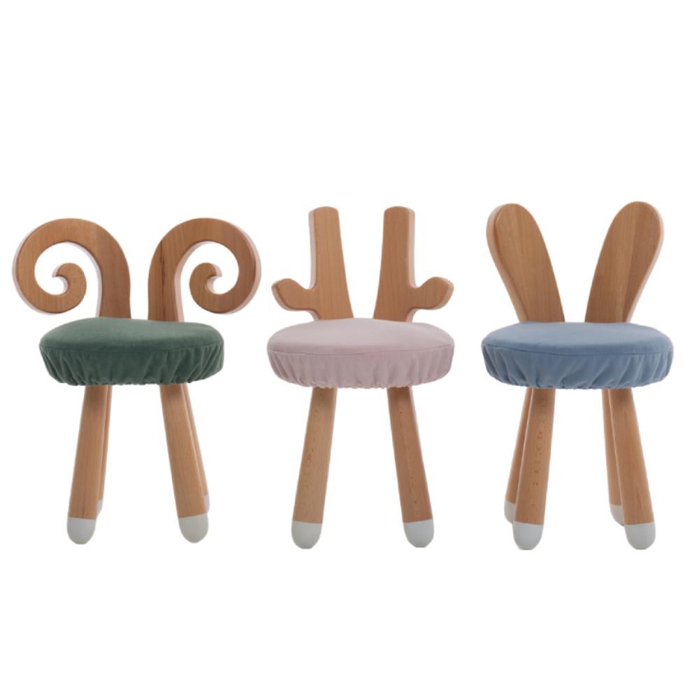 Стульчик LOONA soft furniture "Барашек", оливковый, с белыми пяточками - фото №2