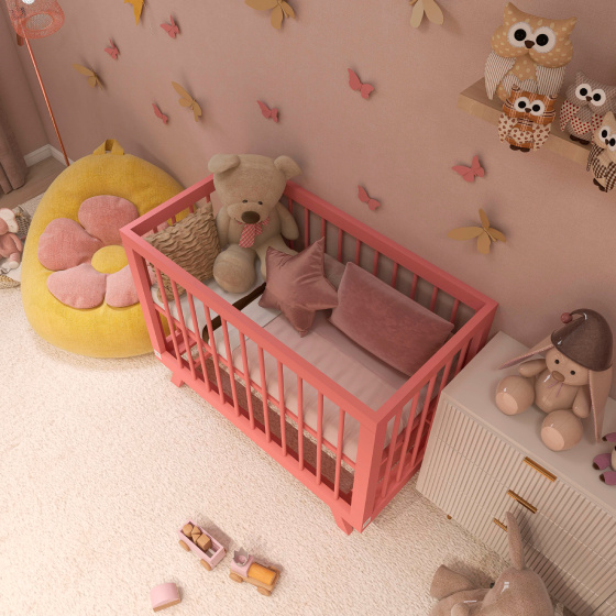 Кроватка для новорожденного Lilla "Aria Antique", розовая - фото №9