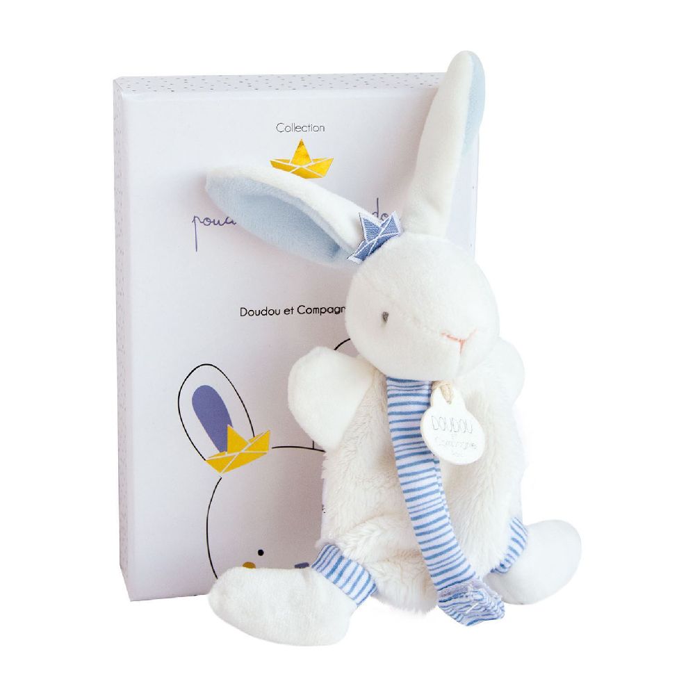 Мягкая игрушка Doudou et Compagnie "Дуду кролик Perlidoudou", голубой, 15 см
