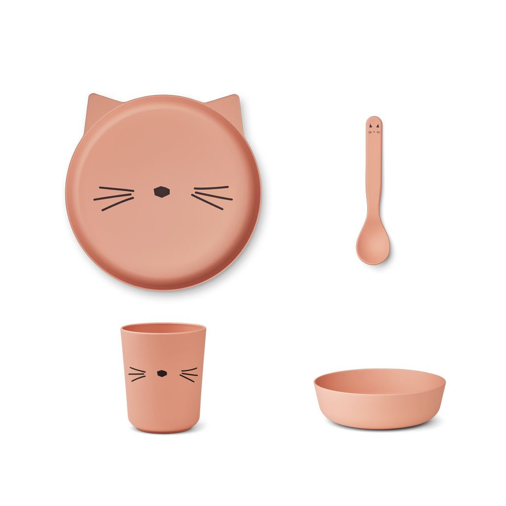 Набор детской посуды Liewood "Кот", пудрово-розовый, junior