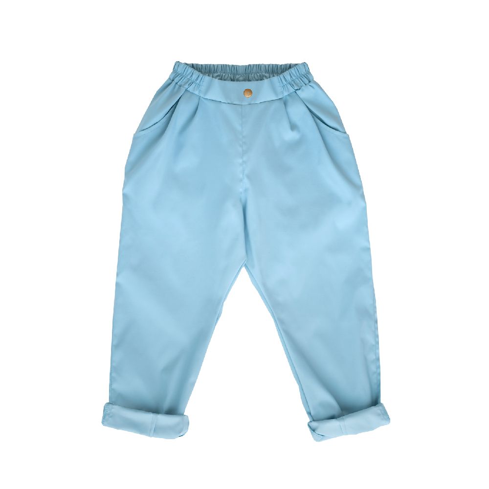 Плащевые брюки-бананы ko-ko-ko, голубые брюки текстильные голубые для девочки button blue 128