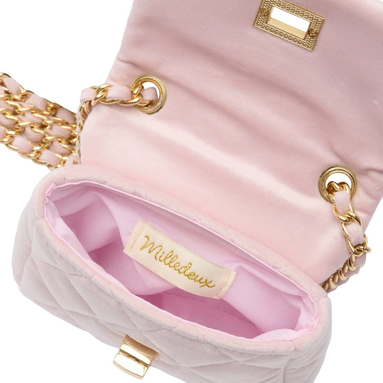 

Сумки Milledeux, Детская стеганая сумка на цепочке Milledeux, маленькая, бархатная, светло-розовая